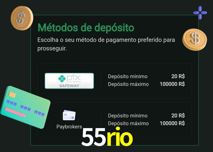 O cassino 55rio oferece uma grande variedade de métodos de pagamento